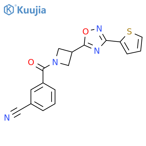 3-{3-3-(thiophen-2-yl)-1,2,4-oxadiazol-5-ylazetidine-1-carbonyl}benzonitrile structure