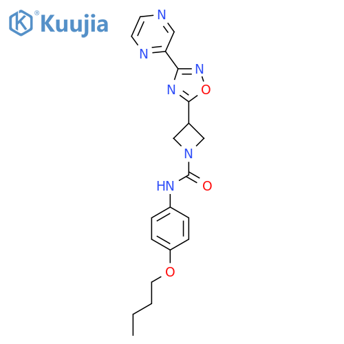 N-(4-butoxyphenyl)-3-3-(pyrazin-2-yl)-1,2,4-oxadiazol-5-ylazetidine-1-carboxamide structure