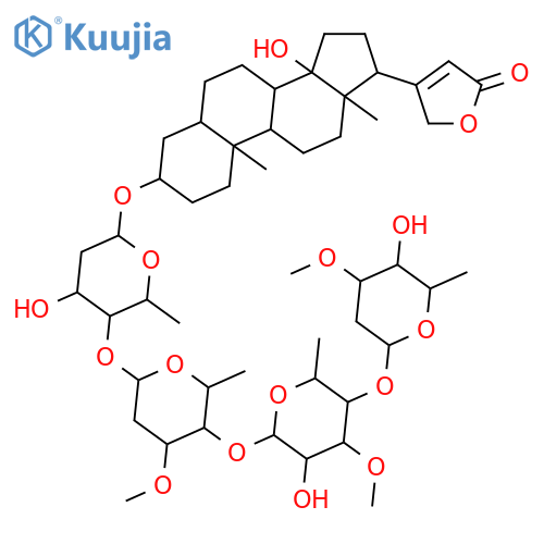Card-20(22)-enolide,3-[(O-2,6-dideoxy-3-O-methyl-b-D-ribo-hexopyranosyl-(1&reg;4)-O-6-deoxy-3-O-methyl-b-D-glucopyranosyl-(1&reg;4)-O-2,6-dideoxy-3-O-methyl-b-D-ribo-hexopyranosyl-(1&reg;4)-2,6-dideoxy-b-D-ribo-hexopyranosyl)oxy]-14-hydroxy-, (3a,5a)- (9CI) structure