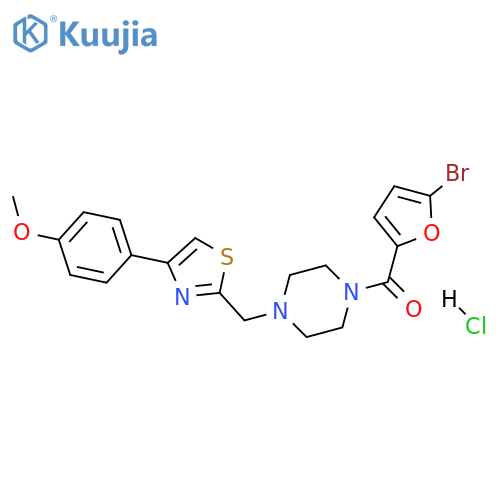 1-(5-bromofuran-2-carbonyl)-4-{4-(4-methoxyphenyl)-1,3-thiazol-2-ylmethyl}piperazine hydrochloride structure