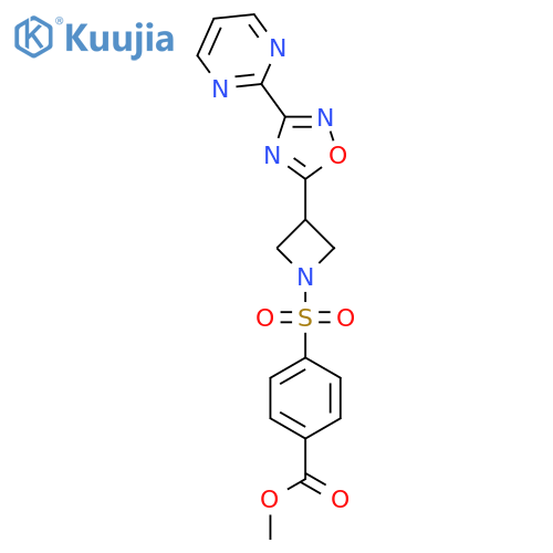 methyl 4-({3-3-(pyrimidin-2-yl)-1,2,4-oxadiazol-5-ylazetidin-1-yl}sulfonyl)benzoate structure