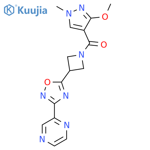 2-{5-1-(3-methoxy-1-methyl-1H-pyrazole-4-carbonyl)azetidin-3-yl-1,2,4-oxadiazol-3-yl}pyrazine structure