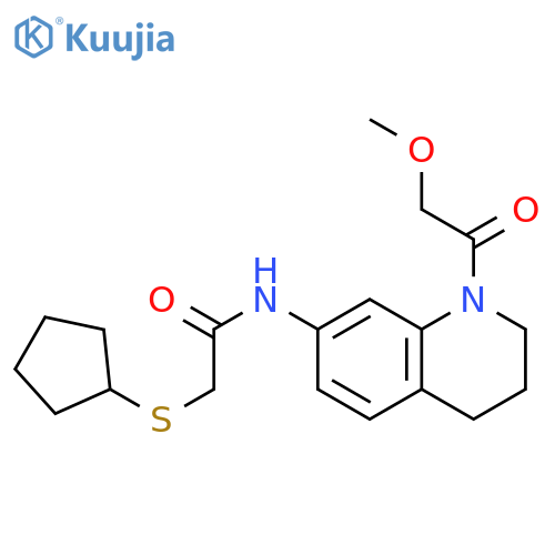 2-(cyclopentylsulfanyl)-N-1-(2-methoxyacetyl)-1,2,3,4-tetrahydroquinolin-7-ylacetamide structure