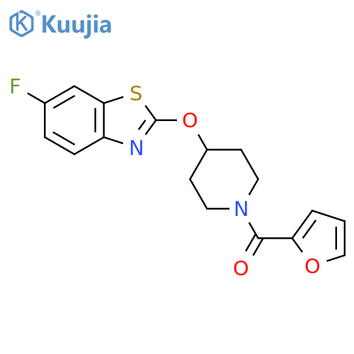 6-fluoro-2-{1-(furan-2-carbonyl)piperidin-4-yloxy}-1,3-benzothiazole structure