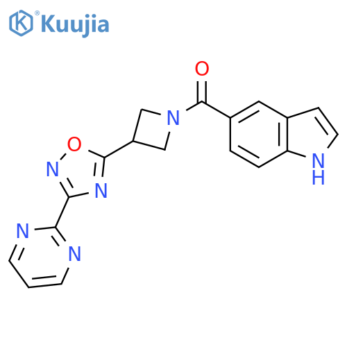 5-{3-[3-(pyrimidin-2-yl)-1,2,4-oxadiazol-5-yl]azetidine-1-carbonyl}-1H-indole structure