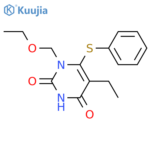2,4(1H,3H)-Pyrimidinedione,1-(ethoxymethyl)-5-ethyl-6-(phenylthio)- structure