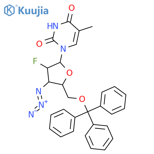 3'-azido-3'-deoxy-2'-fluoro-5'-O-tritylthymidine structure