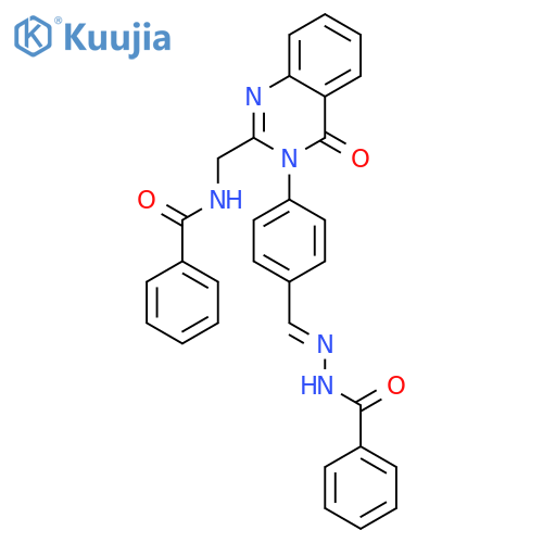 N-[(3-{4-[(E)-(2-benzoylhydrazinylidene)methyl]phenyl}-4-oxo-3,4-dihydroquinazolin-2-yl)methyl]benzamide structure