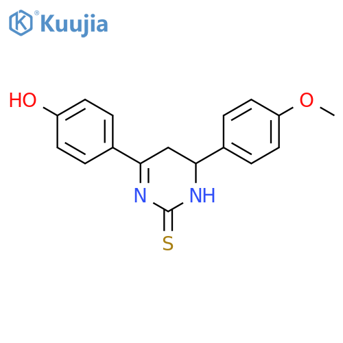 2(1H)-Pyrimidinethione,5,6-dihydro-4-(4-hydroxyphenyl)-6-(4-methoxyphenyl)- structure