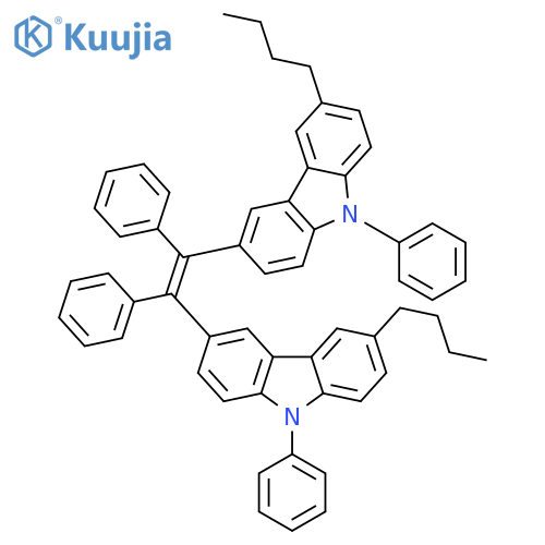 9H-Carbazole, 3,3'-(1,2-diphenyl-1,2-ethenediyl)bis[6-butyl-9-phenyl- structure