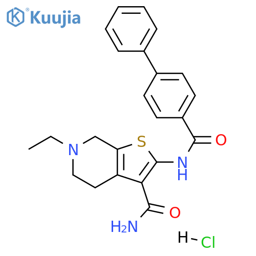 2-{[1,1'-biphenyl]-4-amido}-6-ethyl-4H,5H,6H,7H-thieno[2,3-c]pyridine-3-carboxamide hydrochloride structure