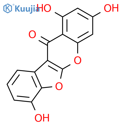 1,3,7-trihydroxy-11H-[1]benzofuro[2,3-b]chromen-11-one structure