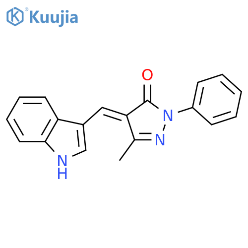 (4E)-4-(1H-indol-3-yl)methylidene-3-methyl-1-phenyl-4,5-dihydro-1H-pyrazol-5-one structure