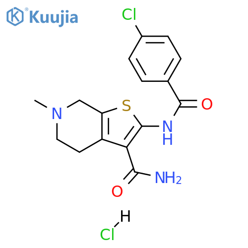 2-(4-chlorobenzamido)-6-methyl-4H,5H,6H,7H-thieno[2,3-c]pyridine-3-carboxamide hydrochloride structure