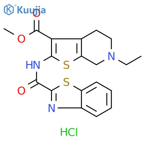 Thieno[2,3-c]pyridine-3-carboxylic acid, 2-[(2-benzothiazolylcarbonyl)amino]-6-ethyl-4,5,6,7-tetrahydro-, methyl ester, hydrochloride (1:1) structure