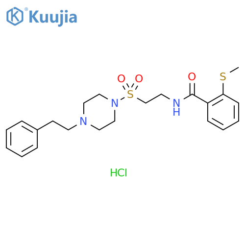 2-(methylsulfanyl)-N-(2-{4-(2-phenylethyl)piperazin-1-ylsulfonyl}ethyl)benzamide hydrochloride structure