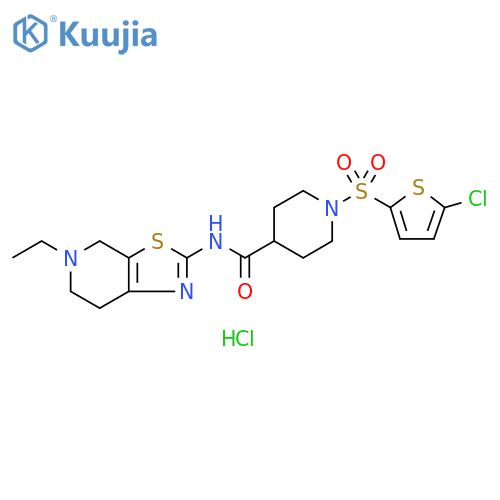 1-(5-chlorothiophen-2-yl)sulfonyl-N-{5-ethyl-4H,5H,6H,7H-1,3thiazolo5,4-cpyridin-2-yl}piperidine-4-carboxamide hydrochloride structure