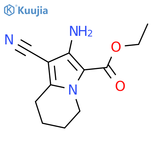 Ethyl 2-amino-1-cyano-5,6,7,8-tetrahydroindolizine-3-carboxylate structure