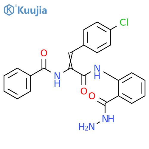 Benzoic acid, 2-[[2-(benzoylamino)-3-(4-chlorophenyl)-1-oxo-2-propen-1-yl]amino]-, hydrazide structure