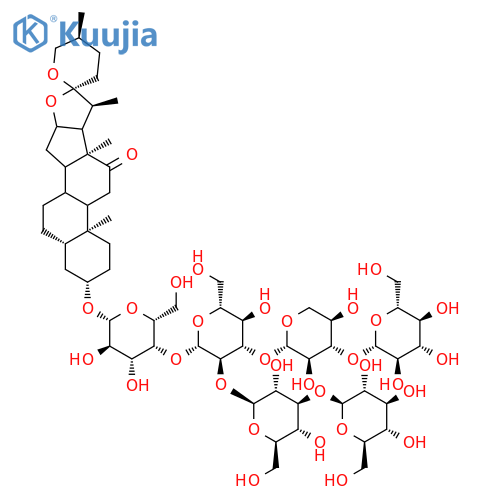 (3beta,5alpha,8xi,9xi,14xi,16xi,17xi,25S)-12-oxospirostan-3-yl beta-D-glucopyranosyl-(1->3)-beta-D-glucopyranosyl-(1->2)-[beta-D-glucopyranosyl-(1->3)-beta-D-xylopyranosyl-(1->3)]-beta-D-glucopyranosyl-(1->4)-beta-D-galactopyranoside structure