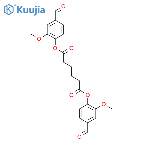 Hexanedioic acid, bis(4-formyl-2-methoxyphenyl) ester structure