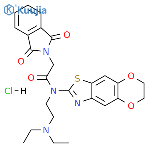 N-[2-(diethylamino)ethyl]-N-{10,13-dioxa-4-thia-6-azatricyclo[7.4.0.0,]trideca-1(9),2,5,7-tetraen-5-yl}-2-(1,3-dioxo-2,3-dihydro-1H-isoindol-2-yl)acetamide hydrochloride structure