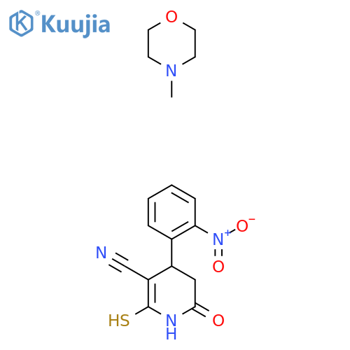 4-(2-nitrophenyl)-6-oxo-2-sulfanyl-1,4,5,6-tetrahydropyridine-3-carbonitrile; 4-methylmorpholine structure