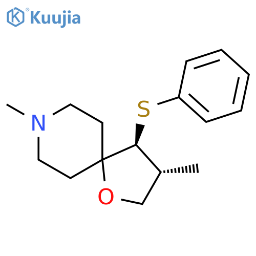1-Oxa-8-azaspiro[4.5]decane, 3,8-dimethyl-4-(phenylthio)-, trans-(±)- structure