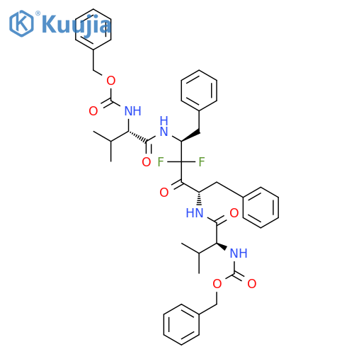2,5,10,13-Tetraazatetradecanedioicacid,7,7-difluoro-3,12-bis(1-methylethyl)-4,8,11-trioxo-6,9-bis(phenylmethyl)-,bis(phenylmethyl) ester, [3S-(3R*,6R*,9R*,12R*)]- (9CI) structure