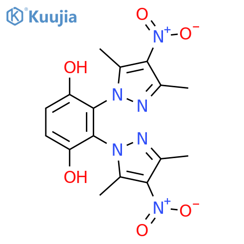 1,4-Benzenediol, 2,3-bis(3,5-dimethyl-4-nitro-1H-pyrazol-1-yl)- structure