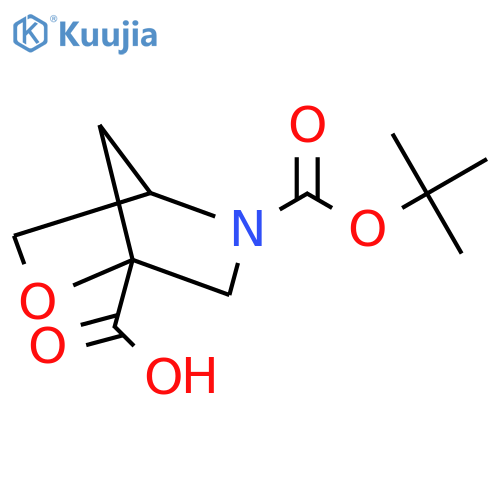 5-tert-butoxycarbonyl-2-oxa-5-azabicyclo[2.2.1]heptane-1-carboxylic acid structure