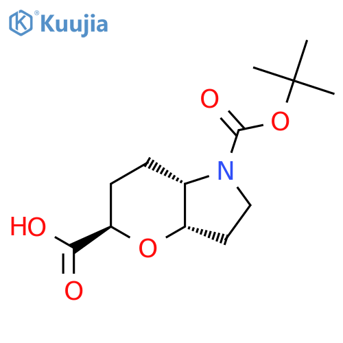 Racemic-(3aR,5S,7aR)-1-(tert-butoxycarbonyl)octahydropyrano[3,2-b]pyrrole-5-carboxylic acid structure