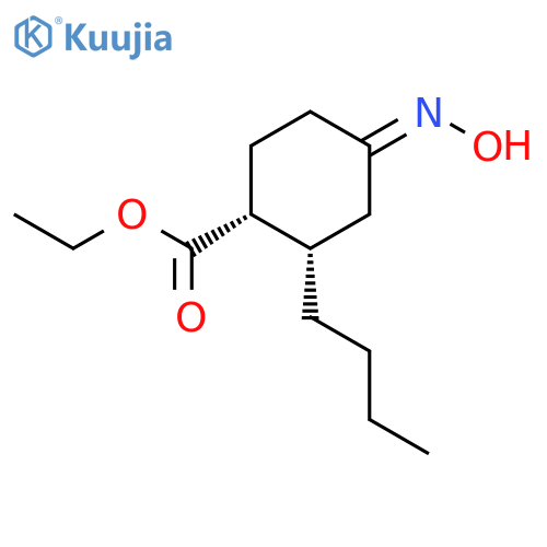 Cyclohexanecarboxylic acid, 2-butyl-4-(hydroxyimino)-, ethyl ester, cis- structure