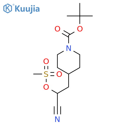 2-methyl-2-propanyl 4-{2-cyano-2-[(methylsulfonyl)oxy]ethyl}-1-π Peridinecarboxylate structure