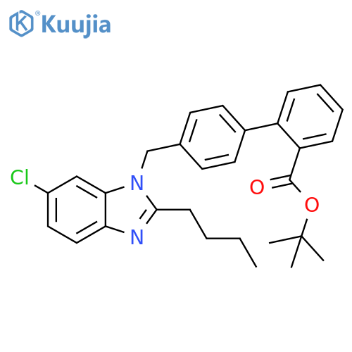 [1,1'-Biphenyl]-2-carboxylic acid,4'-[(2-butyl-6-chloro-1H-benzimidazol-1-yl)methyl]-, 1,1-dimethylethylester structure