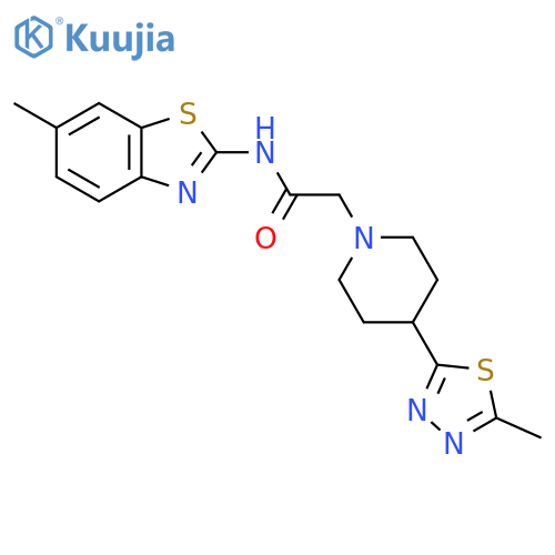 2-[4-(5-methyl-1,3,4-thiadiazol-2-yl)piperidin-1-yl]-N-(6-methyl-1,3-benzothiazol-2-yl)acetamide structure