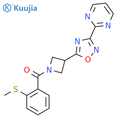 2-(5-{1-2-(methylsulfanyl)benzoylazetidin-3-yl}-1,2,4-oxadiazol-3-yl)pyrimidine structure