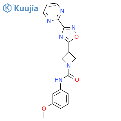 N-(3-methoxyphenyl)-3-3-(pyrimidin-2-yl)-1,2,4-oxadiazol-5-ylazetidine-1-carboxamide structure