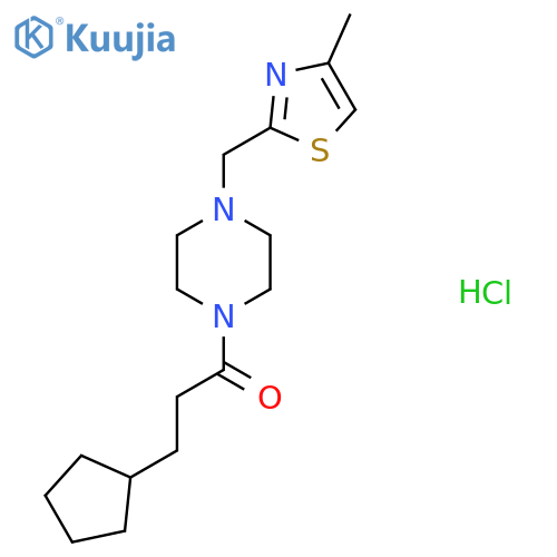 3-cyclopentyl-1-{4-(4-methyl-1,3-thiazol-2-yl)methylpiperazin-1-yl}propan-1-one hydrochloride structure