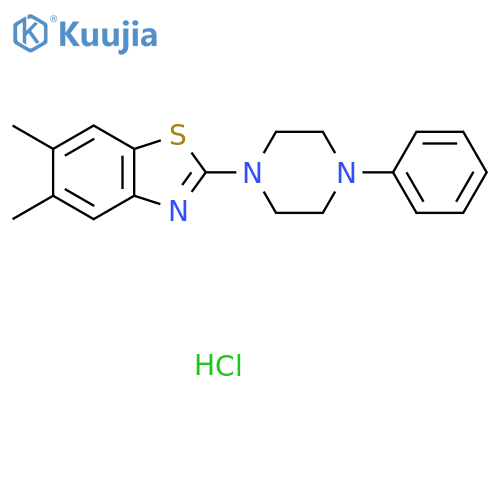5,6-dimethyl-2-(4-phenylpiperazin-1-yl)-1,3-benzothiazole hydrochloride structure