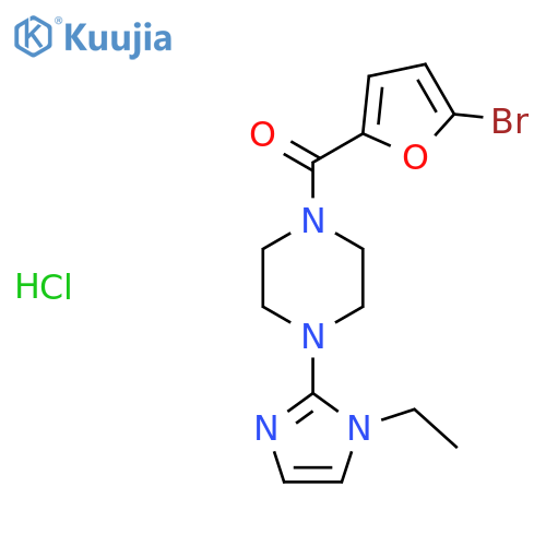 1-(5-bromofuran-2-carbonyl)-4-(1-ethyl-1H-imidazol-2-yl)piperazine hydrochloride structure
