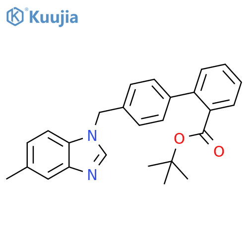 [1,1'-Biphenyl]-2-carboxylic acid,4'-[(5-methyl-1H-benzimidazol-1-yl)methyl]-, 1,1-dimethylethyl ester structure