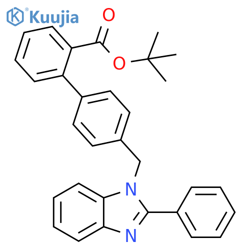 [1,1'-Biphenyl]-2-carboxylic acid,4'-[(2-phenyl-1H-benzimidazol-1-yl)methyl]-, 1,1-dimethylethyl ester structure