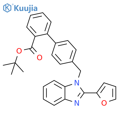 [1,1'-Biphenyl]-2-carboxylic acid,4'-[[2-(2-furanyl)-1H-benzimidazol-1-yl]methyl]-, 1,1-dimethylethyl ester structure