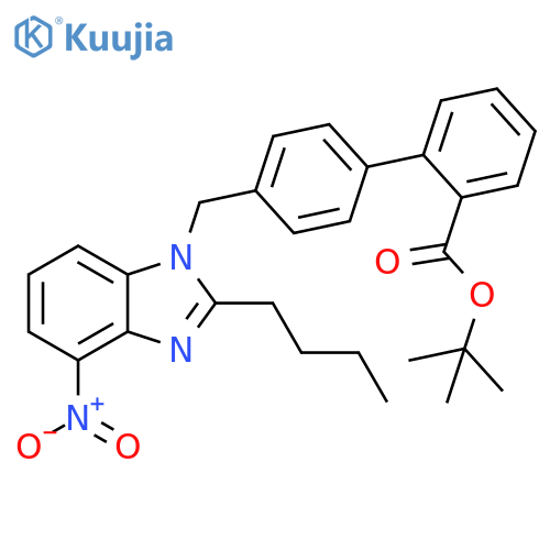 [1,1'-Biphenyl]-2-carboxylic acid, 4'-[(2-butyl-4-nitro-1H-benzimidazol-1-yl)methyl]-, 1,1-dimethylethyl ester structure
