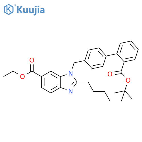 1H-Benzimidazole-6-carboxylic acid, 2-butyl-1-[[2'-[(1,1-dimethylethoxy)carbonyl][1,1'-biphenyl]-4-yl]methyl]-, ethyl ester structure