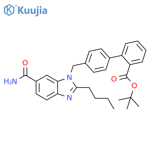 [1,1'-Biphenyl]-2-carboxylic acid,4'-[[6-(aminocarbonyl)-2-butyl-1H-benzimidazol-1-yl]methyl]-,1,1-dimethylethyl ester structure