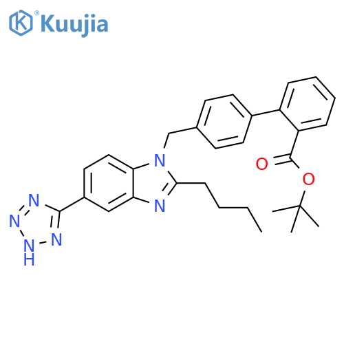 [1,1'-Biphenyl]-2-carboxylic acid,4'-[[2-butyl-5-(1H-tetrazol-5-yl)-1H-benzimidazol-1-yl]methyl]-,1,1-dimethylethyl ester structure
