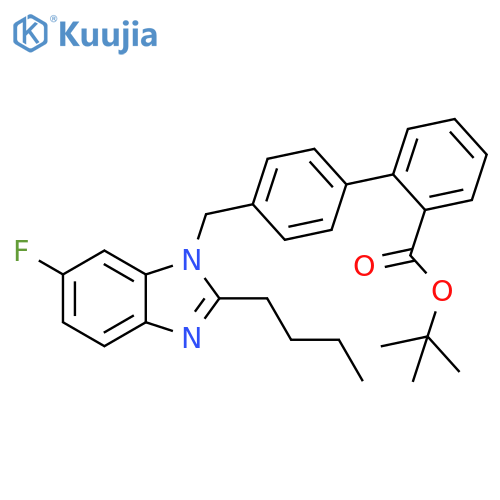 [1,1'-Biphenyl]-2-carboxylic acid,4'-[(2-butyl-6-fluoro-1H-benzimidazol-1-yl)methyl]-, 1,1-dimethylethylester structure