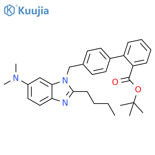 [1,1'-Biphenyl]-2-carboxylic acid, 4'-[[2-butyl-6-(dimethylamino)-1H-benzimidazol-1-yl]methyl]-, 1,1-dimethylethyl ester structure